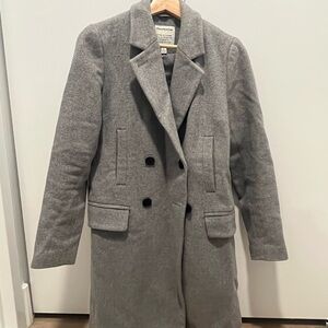 Double-Breasted Cocoon Coat with Recycled Wool - Grey Mix